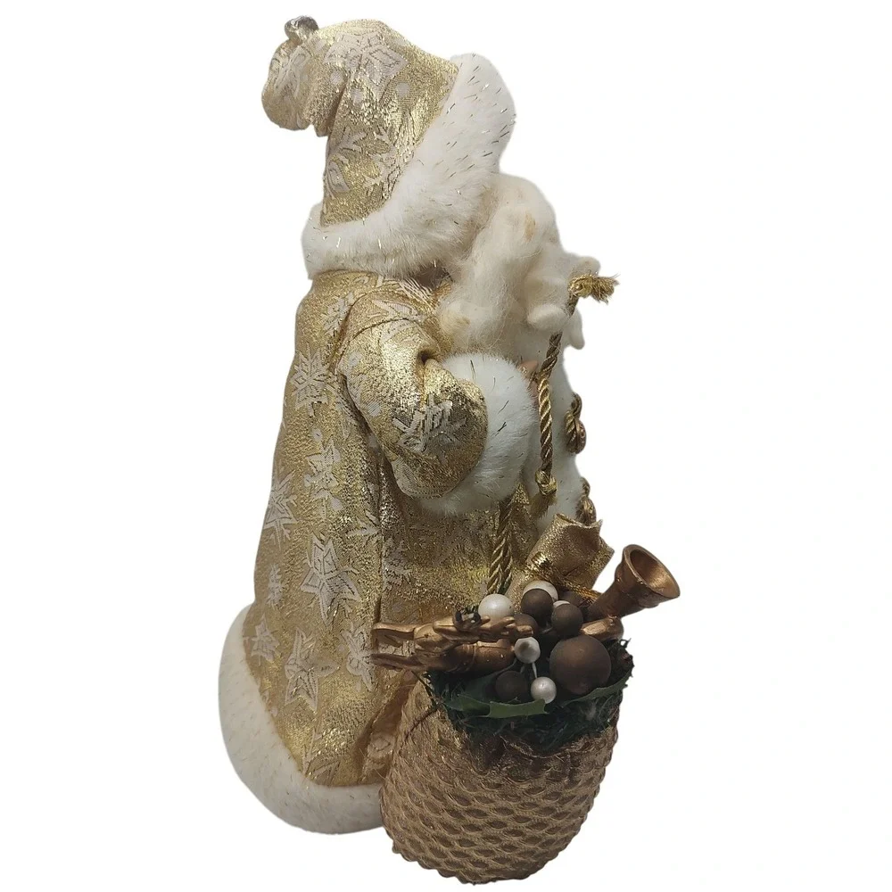 Vintage‎ Santa Claus Christmas Tree Topper Table Top Holiday Decoration Gold